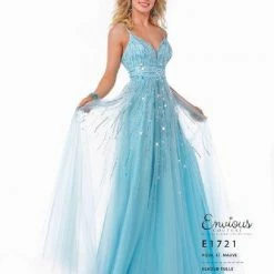 Envious Couture E1721 Prom Dress A Line V Neckline Beaded Streaming Sequins 1721 Sequin Dresses