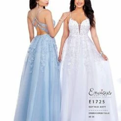 Envious Couture E1725 Lace Prom Dress Ballgown V Neckline A Line Tulle Skirt 1725