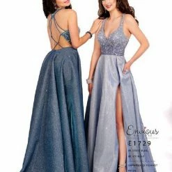 Envious Couture E1729 Iridescent Blue Prom Dress Shimmer Halter Backless A Line Slit Pockets 1729 5 Envious Couture E1729 Iridescent Blue Prom Dress Shimmer Halter Backless A Line Slit Pockets 1729