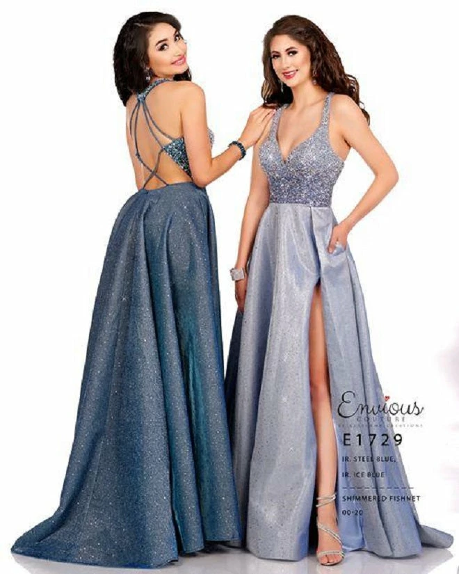 Envious Couture E1729 Iridescent Blue Prom Dress Shimmer Halter Backless A Line Slit Pockets 1729 4 Envious Couture E1729 Iridescent Blue Prom Dress Shimmer Halter Backless A Line Slit Pockets 1729