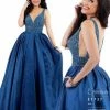Envious Couture E1737 Teal Prom Dress Embellished Bodice V Neckline Pleated Ballgown 1737