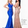 Envious Couture E1738 Glitter Prom Dress Beaded Fitted V Neckline Embellished Belt 1738