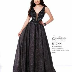 Envious Couture E1744 Shimmer Jersey Prom Dress Ball Gown Embellished Sequins 1744 Prom Dresses