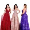 Envious Couture E1754 A Line Prom Dress Beaded Tulle Glitter Shimmer V Neckline 1754