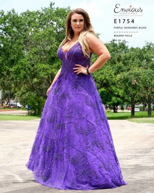 Envious Couture E1754 A Line Prom Dress Beaded Tulle Glitter Shimmer V Neckline 1754 4 Envious Couture E1754 A Line Prom Dress Beaded Tulle Glitter Shimmer V Neckline 1754