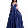 Envious Couture E1763 Satin Prom Dress V Neckline A Line Lace Up Tie Corset Back 1763 Prom Dresses