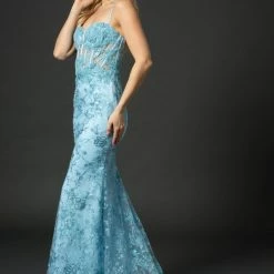 Mermaid Dresses Nina Canacci 6556 Long Mermaid Prom Pageant Gown Sheer Lace Corset Dress Train