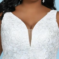 Sydney's Closet SC5249 V Neckline A Line Wedding Dress Plus Sized SC 5249 Fiona