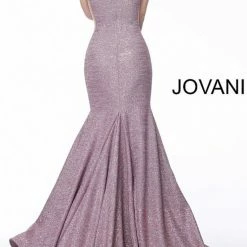 Jovani 67650 Shimmer Iridescent Glitter Mermaid Prom Dress One Shoulder Mermaid Dresses