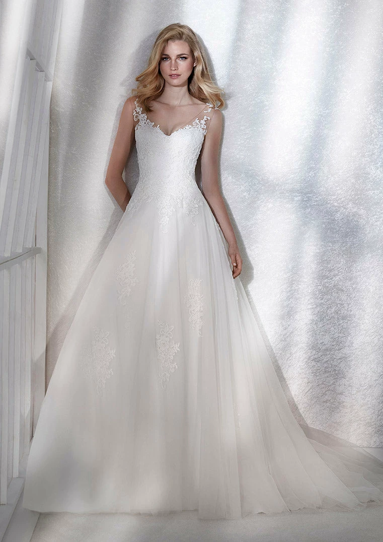 Ballgown Dresses White One Bridal FEMME Pronovias Wedding Dress Illusion Lace A Line BallGown 5 Ballgown Dresses White One Bridal FEMME Pronovias Wedding Dress Illusion Lace A Line BallGown