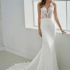 Mermaid Dresses White One Bridal FILIPINAS Pronovias Wedding Dress Sheer Bodice Lace Illusion Gown