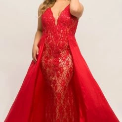 In Stock Long Sleeve Dresses Johnathan Kayne Sydney's Closet JK 2016 Size 18 Plus Size Lace Prom Dress Evening Gown