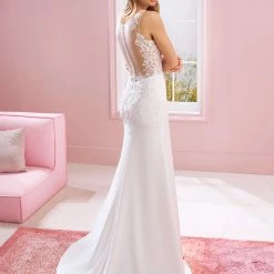 Mermaid Dresses White One Bridal FLOHIO Pronovias Wedding Dress Crepe Mermaid Sheer Lace Back 6 Mermaid Dresses White One Bridal FLOHIO Pronovias Wedding Dress Crepe Mermaid Sheer Lace Back