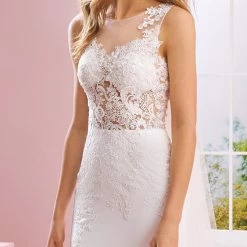 Mermaid Dresses White One Bridal FLOHIO Pronovias Wedding Dress Crepe Mermaid Sheer Lace Back 7 Mermaid Dresses White One Bridal FLOHIO Pronovias Wedding Dress Crepe Mermaid Sheer Lace Back