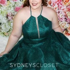 Sydneys Closet 8106 Short Homecoming Cocktail Dress Shimmer Crew Neckline