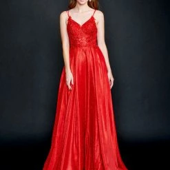 Nina Canacci 3186 Long Shimmer Sheer Lace Ballgown Prom Dress Pageant Gown Ballgown Dresses