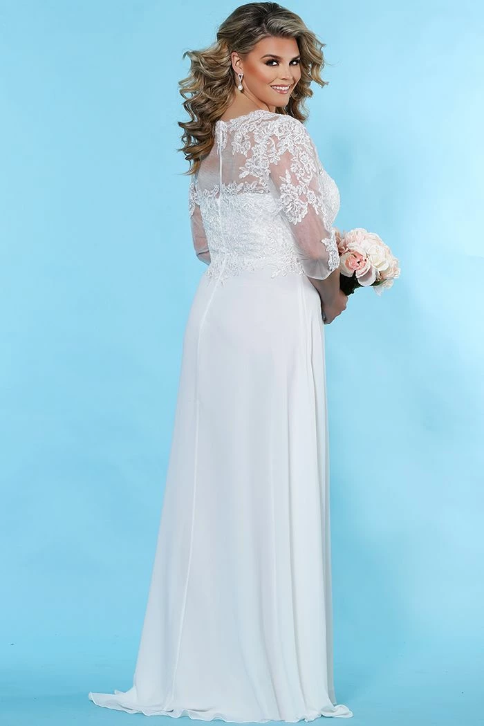 Sydney's Closet SC5232 Faye Wedding Dress Sheer Three Quarter Sleeves Plus Sized SC 5232 4 Sydney's Closet SC5232 Faye Wedding Dress Sheer Three Quarter Sleeves Plus Sized SC 5232