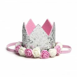 In Stock Sweet Wink Silver Glitter Flower Crown Kids Birthday Party Photoshoot Baby