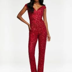 Ashleylauren Ashley Lauren 11175 Off The Shoulder Sequin Jumpsuit Pageant Wear Jumpsuits & Rompers 27 Ashleylauren Ashley Lauren 11175 Off The Shoulder Sequin Jumpsuit Pageant Wear Jumpsuits & Rompers