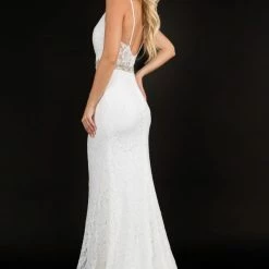 Nina Canacci 2299 Plunging V Neckline Long Lace Wedding Dress Prom Evening Gown