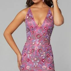 Primavera Couture 3073 Long Beaded Floral Print Prom Dress Evening Gown Side Slit