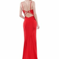 In Stock Colors G990 Size 0 Long Fitted Stretch V Neck Formal Prom Dress Slit Backless Backless Dresses