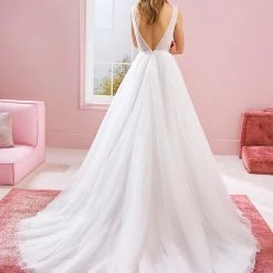 White One Bridal GLORIA Pronovias Wedding Dress Lace Ballgown Pearls Tulle Skirt