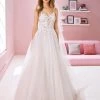 White One Bridal GRACE Pronovias Wedding Dress Princess Cut Tulle Sheer Lace Bodice