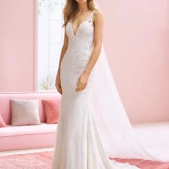 White One Bridal GWEN Pronovias Wedding Dress Lace Mermaid V Neck Open Back Mermaid Dresses