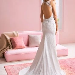 White One Bridal GWEN Pronovias Wedding Dress Lace Mermaid V Neck Open Back Mermaid Dresses