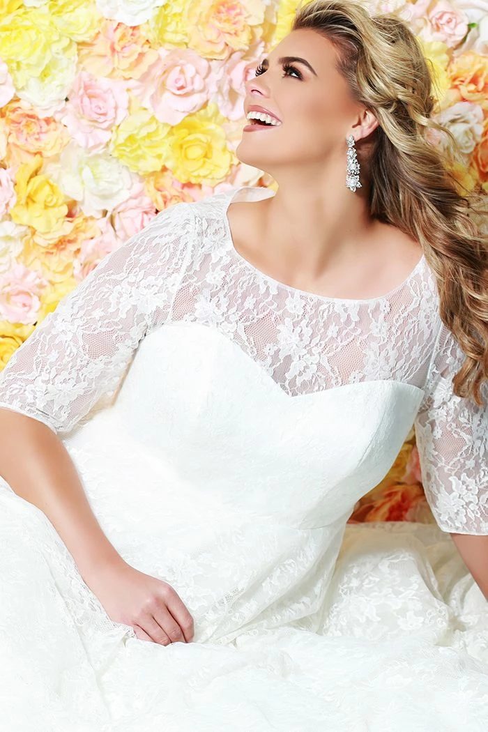 Long Sleeve Dresses Sydney's Closet SC5216 Lace Sleeves A Line Plus Sized Wedding Dress SC 5216 Charlotte 12 Long Sleeve Dresses Sydney's Closet SC5216 Lace Sleeves A Line Plus Sized Wedding Dress SC 5216 Charlotte