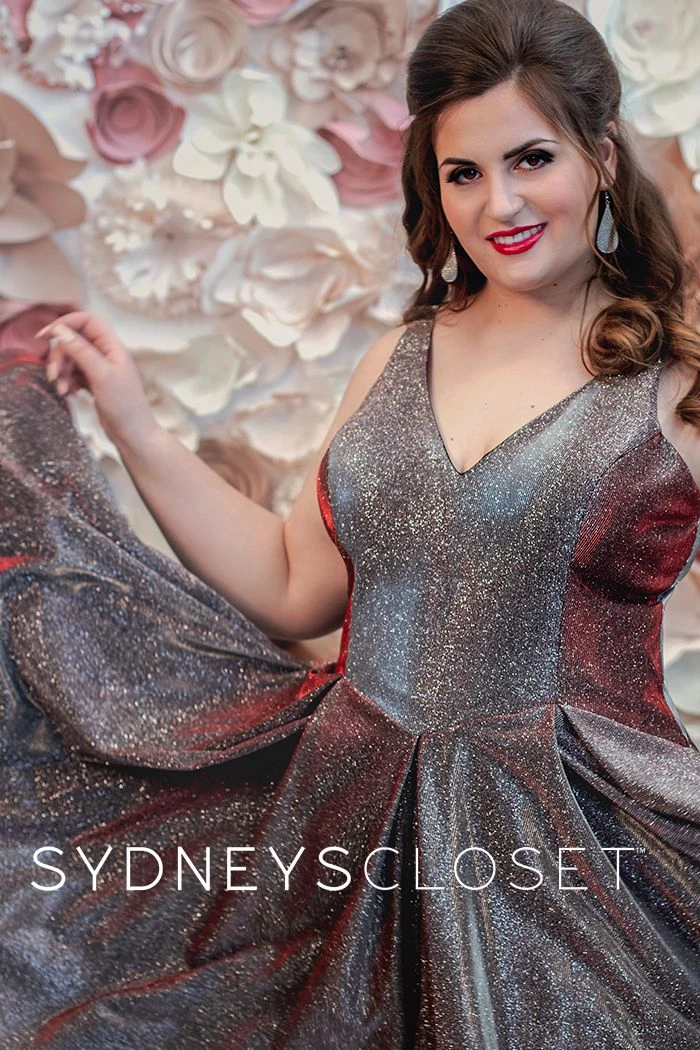 In Stock Sydney's Closet 8100 Sz 14 Cobalt V Neckline Holographic Short Formal Cocktail Dress Plus Sized 13 In Stock Sydney's Closet 8100 Sz 14 Cobalt V Neckline Holographic Short Formal Cocktail Dress Plus Sized