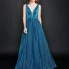 Nina Canacci 5208 Long Ballgown Prom Pageant Gown Shimmer Dress V Neck