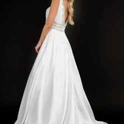 In Stock Nina Canacci 2290 Size 14 Plunging Neckline Prom Dress Wedding Gown