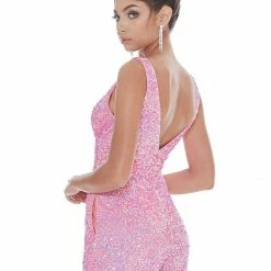 In Stock Ashley Lauren 4286 Size 8 Short Sequin Romper Pockets Prom Pageant V Neck Jumpsuits & Rompers