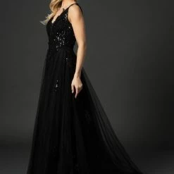 In Stock Nina Canacci 6557 Size 8,10,12 Long Ballgown Prom Pageant Gown Floral Lace Black Bridal Wedding Ballgown Dresses