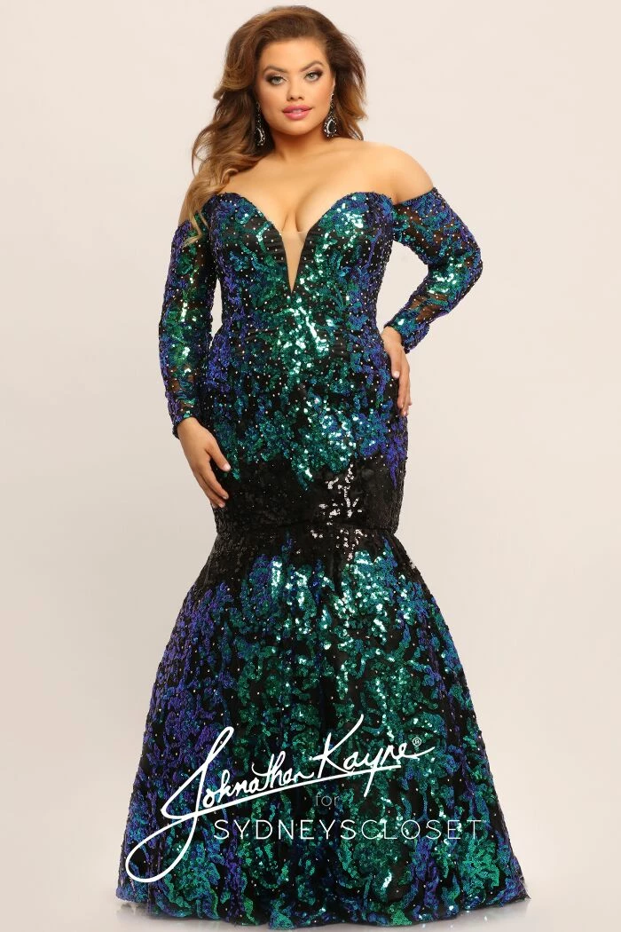 Johnathan Kayne For Sydney's Closet JK2010 Plus Sized Prom Dress Mermaid Sequin Mermaid Dresses 5 Johnathan Kayne For Sydney's Closet JK2010 Plus Sized Prom Dress Mermaid Sequin Mermaid Dresses