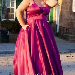 Sydney's Closet SC7301 Neon A Line Plus Size Prom Dress Evening Gown Satin Pockets SC 7301 Sydney's Closet And Tease Prom