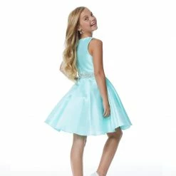 Ashley Lauren Kids Ashley Lauren 8056 Kids Cocktail Dress With Pearl & Crystal Beaded Belt