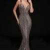 Nina Canacci 8190 Plunging Neckline Mermaid Prom Dress Triple Straps Embellished