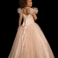 Discontinued Sugar Kayne C106 Metallic Glitter A Line Crystal High Neck Pageant Dress Formal Ballgown Dresses