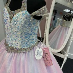 Sugar Kayne C103 Long Metallic Girls Pageant Dress Sequin Velvet Gown 22 Sugar Kayne C103 Long Metallic Girls Pageant Dress Sequin Velvet Gown