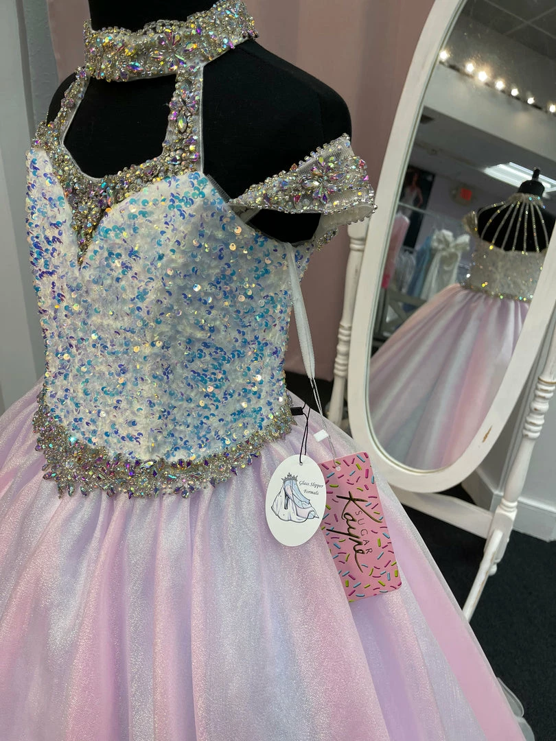 Sugar Kayne C103 Long Metallic Girls Pageant Dress Sequin Velvet Gown 12 Sugar Kayne C103 Long Metallic Girls Pageant Dress Sequin Velvet Gown