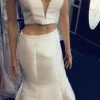 In Stock Mermaid Dresses Jovani JVN 58068 White Size 2 Prom Dress Pageant Gown Mermaid Two Piece