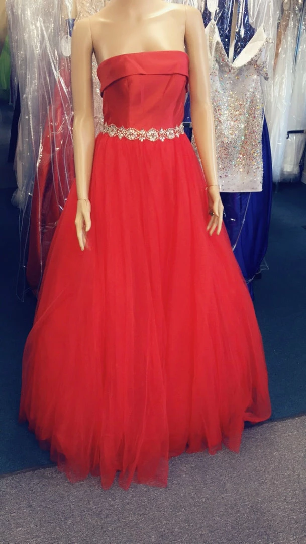 In Stock Ballgown Dresses Jovani JVN66687 Size 0 Red Prom Dress Pageant Gown Straight Lapel Neck Ballgown 4 In Stock Ballgown Dresses Jovani JVN66687 Size 0 Red Prom Dress Pageant Gown Straight Lapel Neck Ballgown