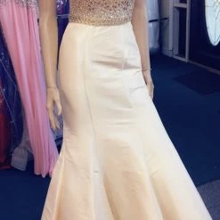 In Stock JVN By Jovani 41813 Size 0, 4 Nude Prom Dress Pageant Gown Mermaid