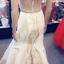 In Stock JVN By Jovani 41813 Size 0, 4 Nude Prom Dress Pageant Gown Mermaid