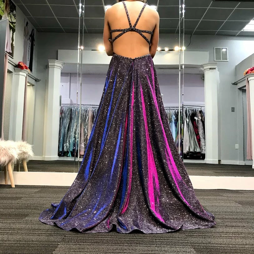 Discontinued Jovani JVN4280 Long Iridescent Shimmer Prom Dress Open Back V Neckline 5 Discontinued Jovani JVN4280 Long Iridescent Shimmer Prom Dress Open Back V Neckline