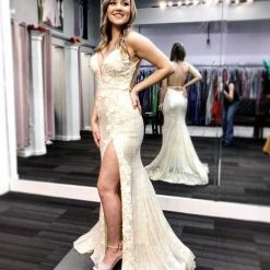 Jovani 1012 Sequin Fitted Formal Prom Dress Slit Pageant Backless Floral Bodice 40 Jovani 1012 Sequin Fitted Formal Prom Dress Slit Pageant Backless Floral Bodice