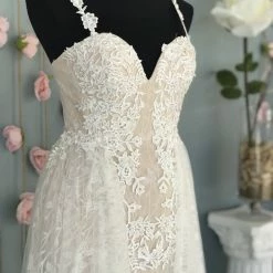 In Stock Nina Canacci 3159 Size 8 Long Lace Glitter Over Skirt Wedding Dress Destination Bridal